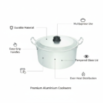 Premium Quality Anodized Round Casserole (Daigchi) with Lid & Handles 3