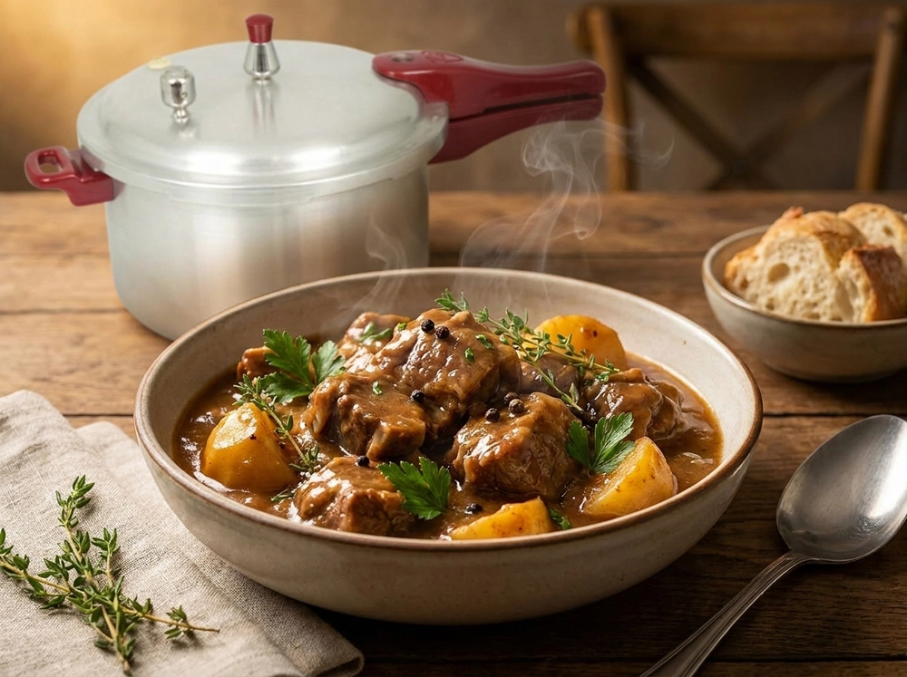tender meat cooked in pressure cooker
