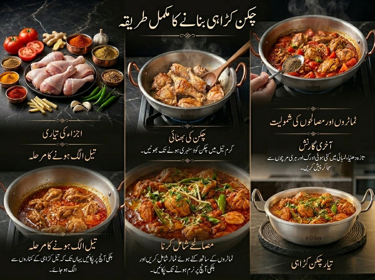 XTchicken karahi recipe in urdu infographic
