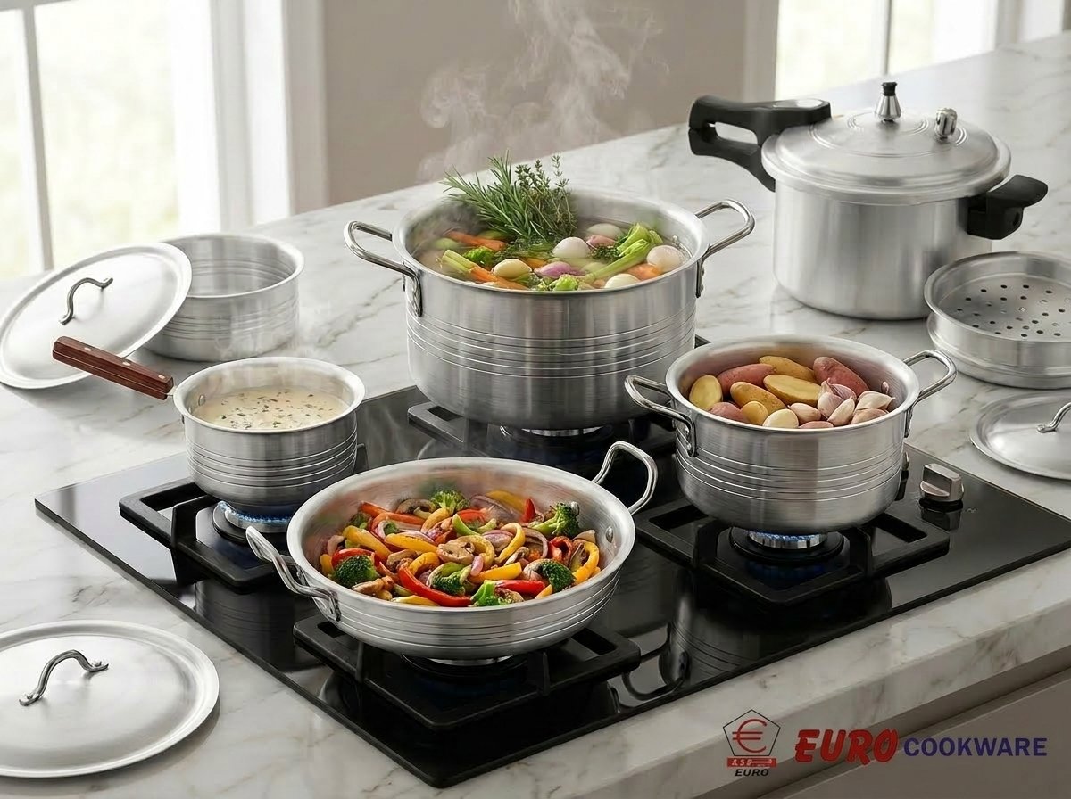 cooking food in cookware set