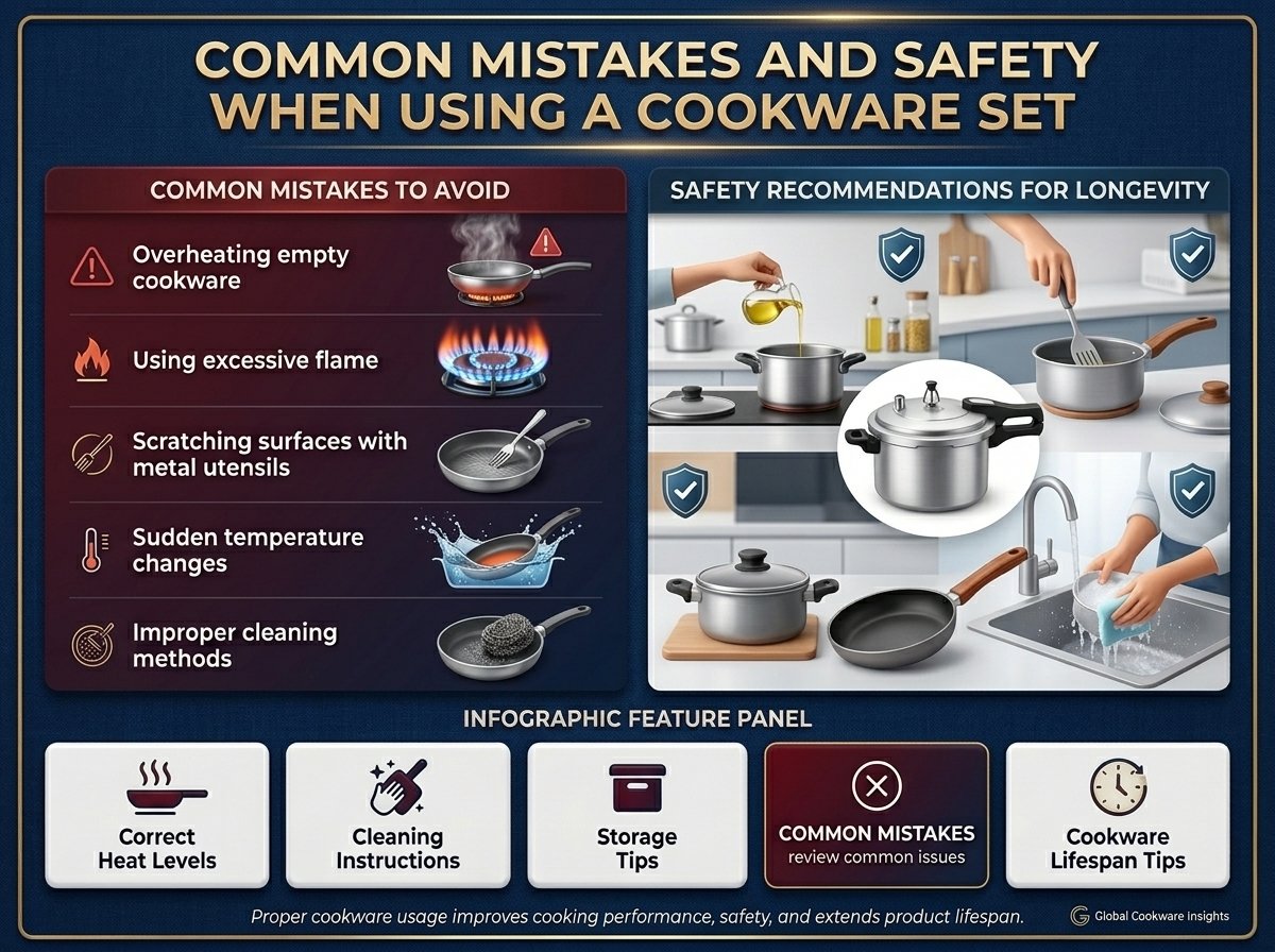 cookware set safety and maintenance infographic